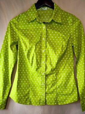 Boden Lime Green Polka Dot Button-Up Shirt